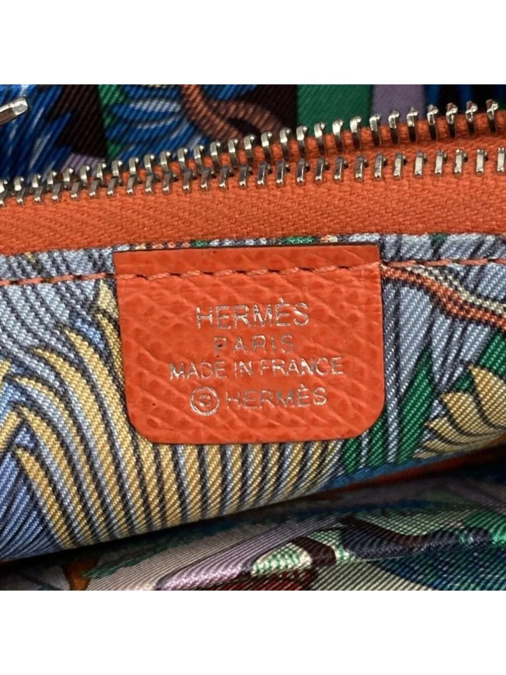 Hermes Coin Case Azap Silk Compact Veau Orange Field Silver